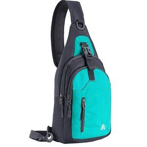 EUC teal & gray crossbody sling bag, fits kindle